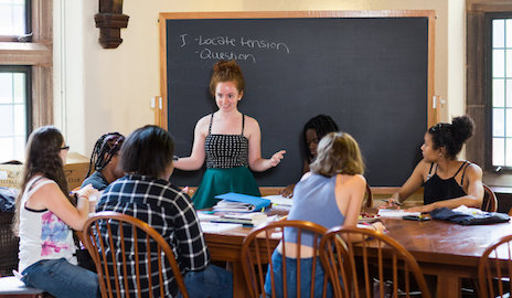 Sophie Dillon '17 teaches a class for CTW. Dillon, a Yale senior, worked as a CTW counselor during the summer and throughout the year. Photo by Mike Marsland.